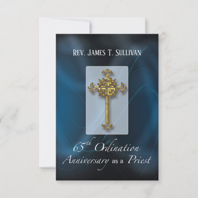 Prayer Card Name 65th Ordination Anniversary Blue (Front)