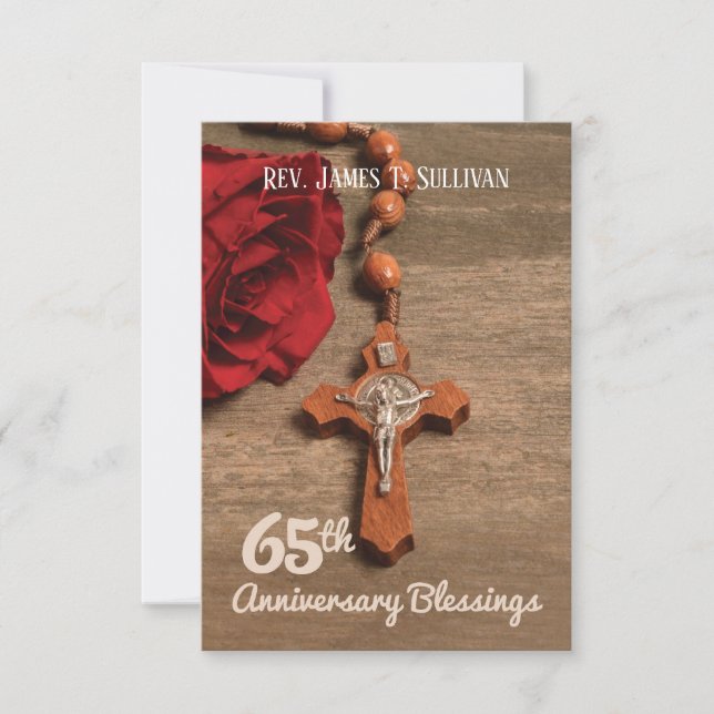 Prayer Card Name 65th Ordination Anniversary Rose (Front)