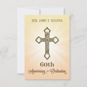 Prayer Card Name Ordination Anniversary Gold Cross