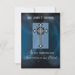 Prayer Card Name Ordination Anniversary Navy Blue