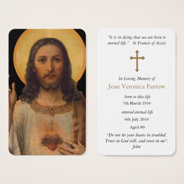 Prayer Cards | Antique Sacred Heart Jesus (Front & Back)
