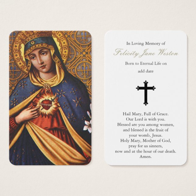 Prayer Cards | Immaculate Heart of Mary (Front & Back)