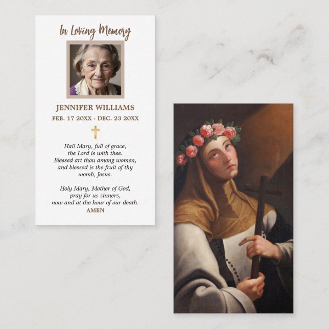 Prayer Cards Saint Rose of Lima Catholic Saints (Front/Back)