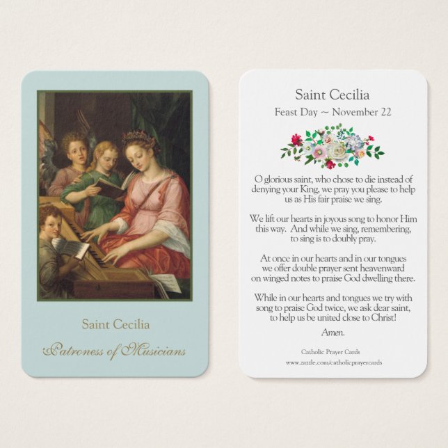 Prayer Cards | St. Cecilia 1 (Front & Back)