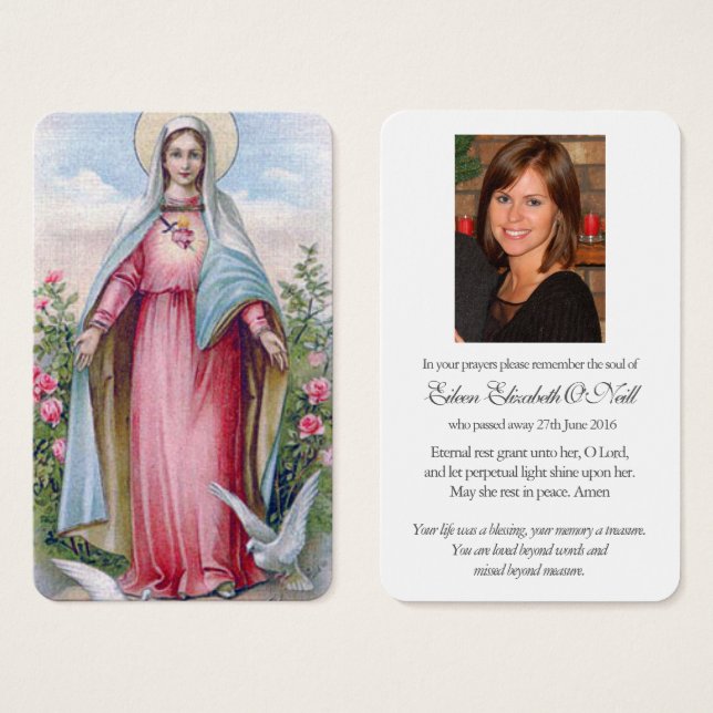 Prayer Cards | Vintage Heart Mary (Front & Back)