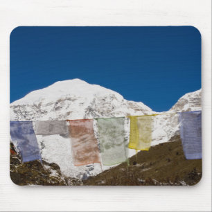 Prayer flags and Mount Jhomolhari, Bhutan. Mouse Pad