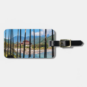 Prayer flags and Punakha Dzong - Bhutan Luggage Tag