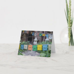 PRAYER FLAGS AT TEMPLE NOTE CARD