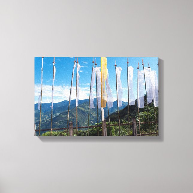 Prayer Flags in  Bhutan eastern mountains Canvas Print (Front)