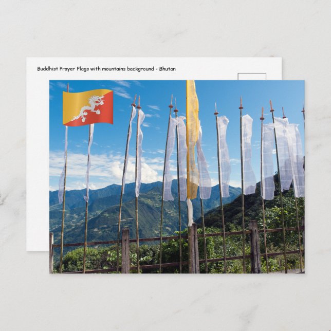 Prayer Flags in  Bhutan eastern mountains Postcard (Front/Back)