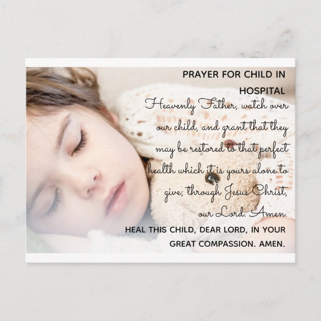Prayer for Child in Hospital - Postcard (Front)