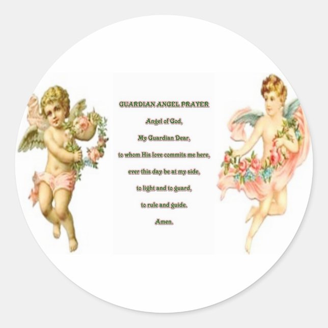 Prayer for Guardian angel Classic Round Sticker (Front)