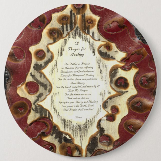 Prayer For Healing 6 Inch Round Button (Front)