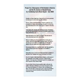 Prayer for President Trump and the USA -Vigano Rack Card