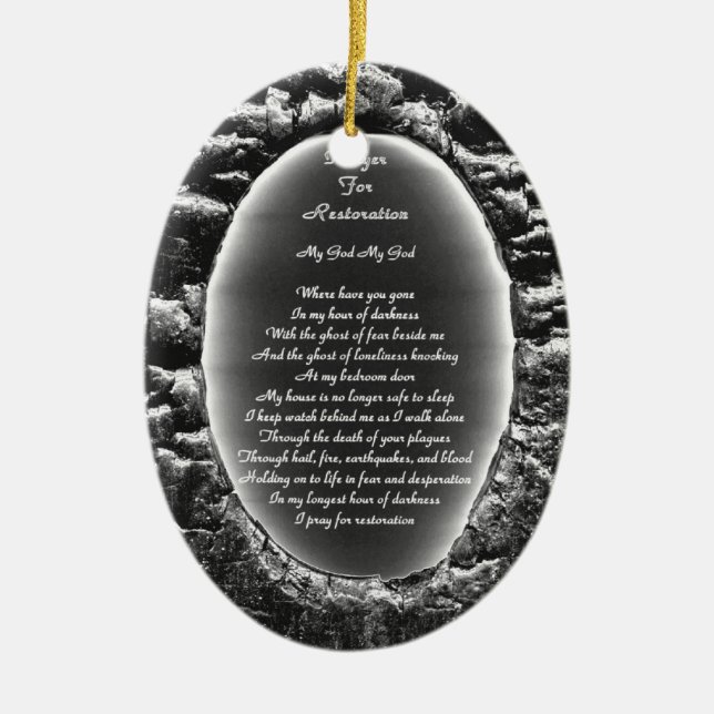 Prayer for Restoration Ceramic Ornament (Front)