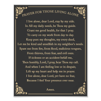 prayer for those living alone photo print