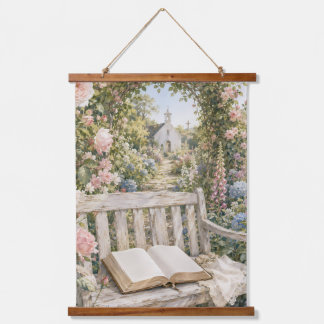 Prayer Garden Bench Chapel Watercolor Hanging Tapestry