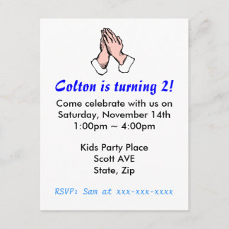 Prayer Hands Birthday Party Invitation