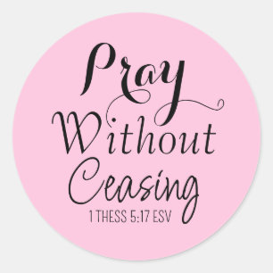 Prayer Holy Bible Verse Light Pink and Black Classic Round Sticker