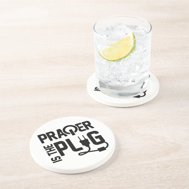 Prayer is the Plug Sandstone Coaster (Side)