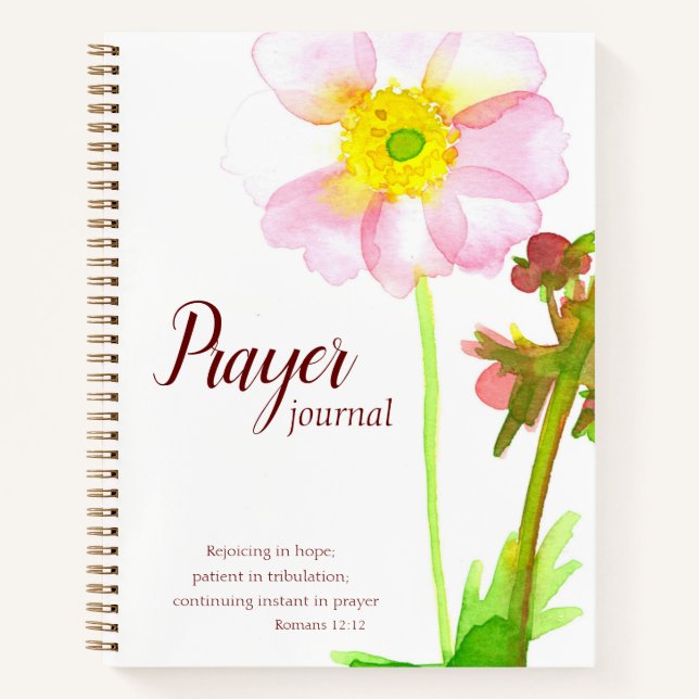 Prayer Journal Bible Verse Romans 12:12 Flowers (Front)