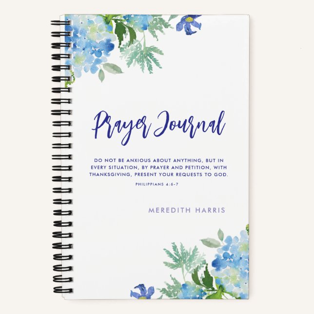 Prayer Journal Modern Watercolor Floral Notebook  (Front)