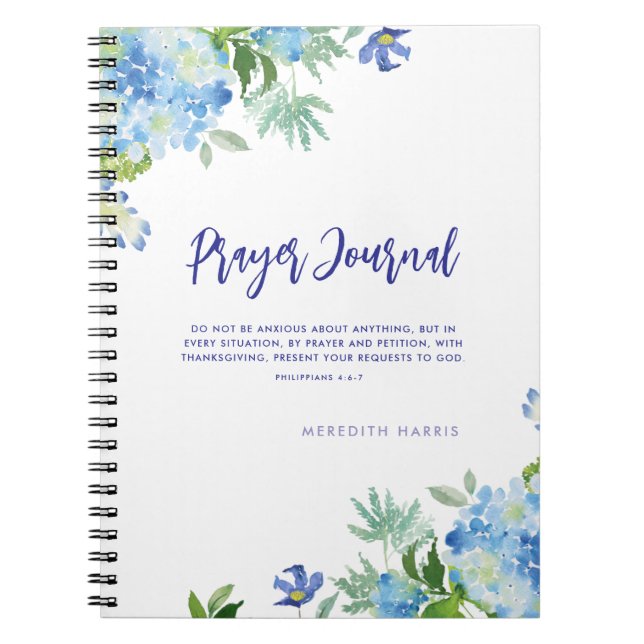 Prayer Journal Modern Watercolor Floral Notebook  (Front)
