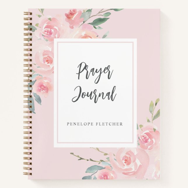 Prayer Journal Watercolor Floral Elegant Pink (Front)