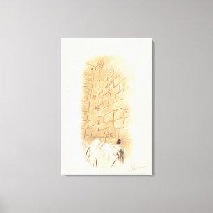 "Prayer" Kotel Old City Jerusalem Israel Art Paint Canvas Print