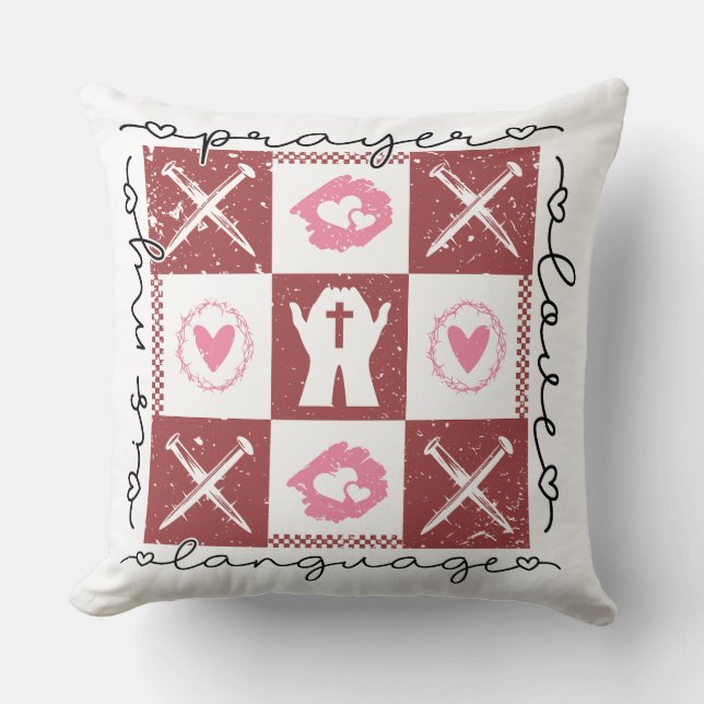 Prayer Language Symbols Throw Pillow (Front)