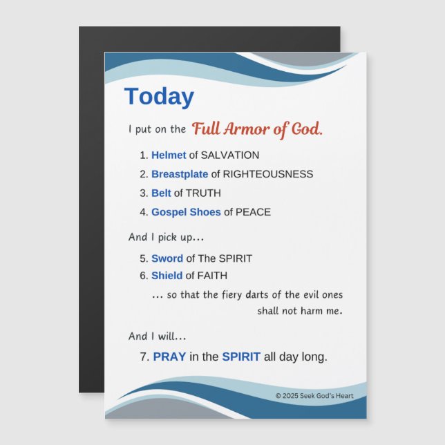 Prayer Magnet - Full Armor of God - 7"x5" (Devant / Derrière)