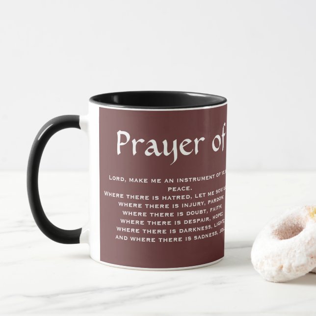 Prayer of Saint Francis Coffee Mug (With Donut)