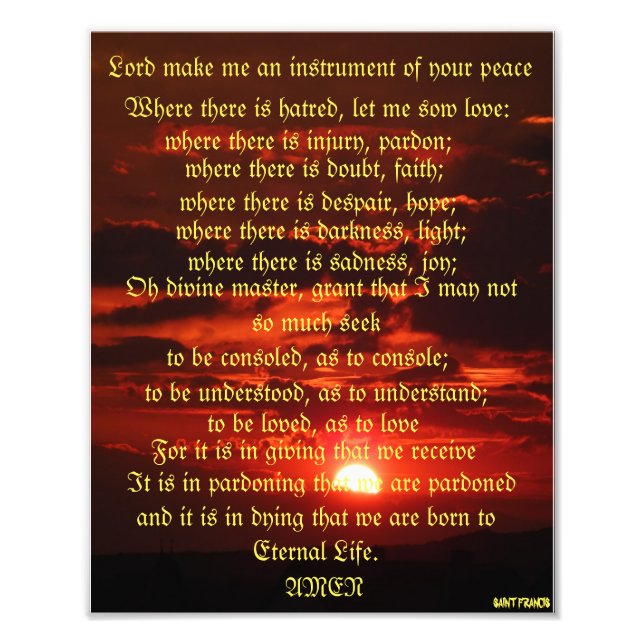 Prayer of Saint Francis  Photo Print (Front)