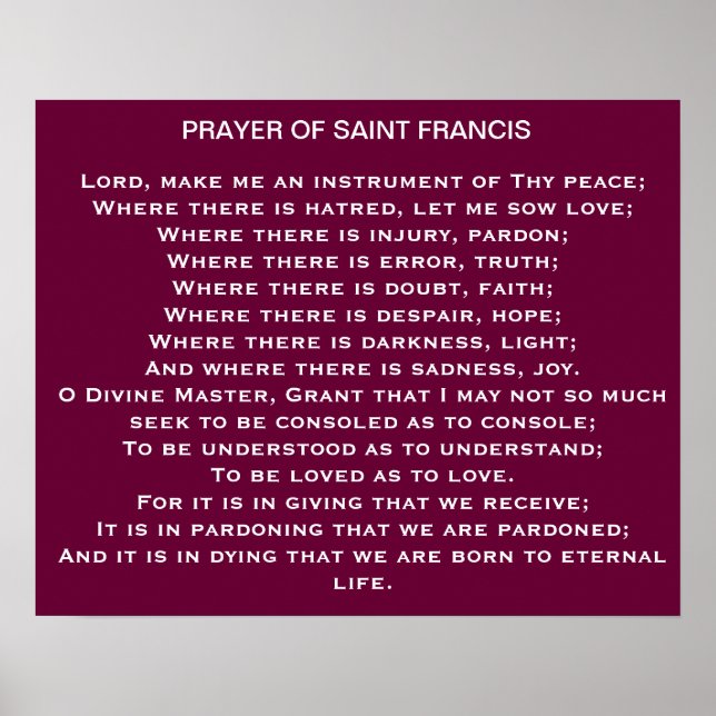 Prayer of Saint Francis Poster (Front)