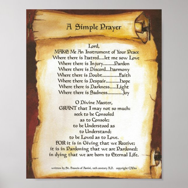 Prayer of Saint St. Francis of Assisi 15:17 Paris Poster (Front)