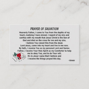 PRAYER OF SALVATION add church or ministry on back Business Card