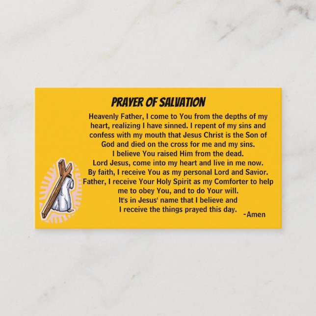 PRAYER OF SALVATION add church or ministry on back Business Card (Front)