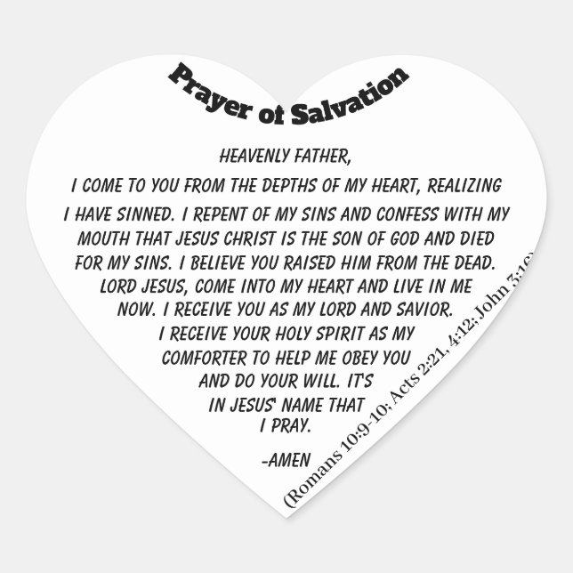 PRAYER OF SALVATION HEART STICKER (Front)