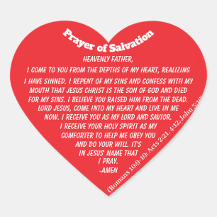 PRAYER OF SALVATION Red Heart Sticker