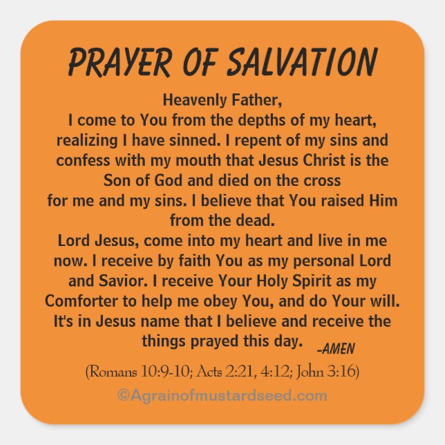 PRAYER OF SALVATION SQUARE STICKER (Front)