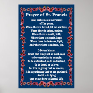 Prayer of St Francis with Tree Bell Border Poster