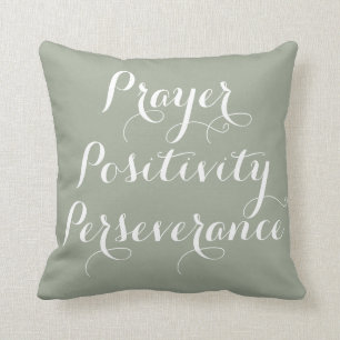 Prayer, Positivity, Perseverance Typography Pillow