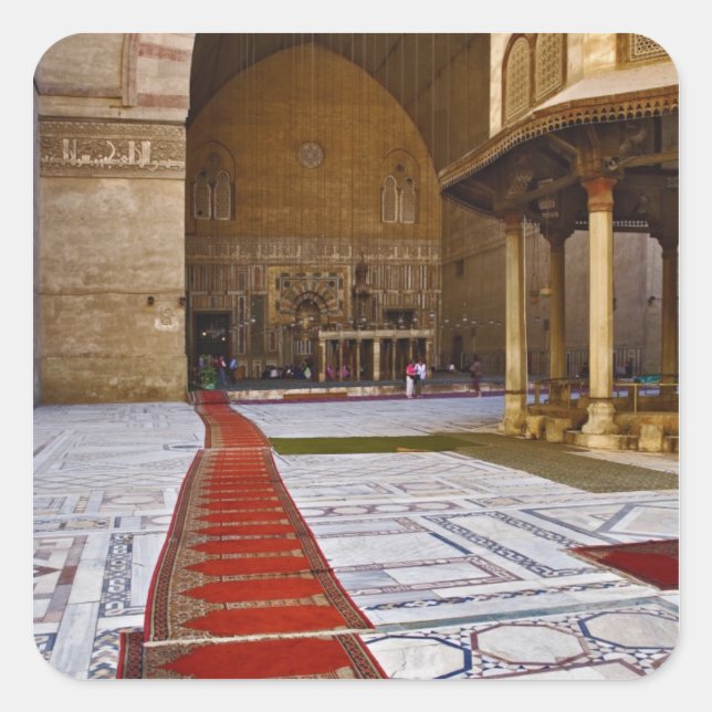 Prayer rugs leading into Islamic mosque, Cairo, Square Sticker (Front)