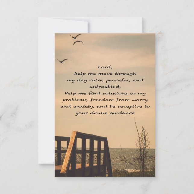 Prayer Serenity Peace Guidance Sunny Seascape Thank You Card (Front)