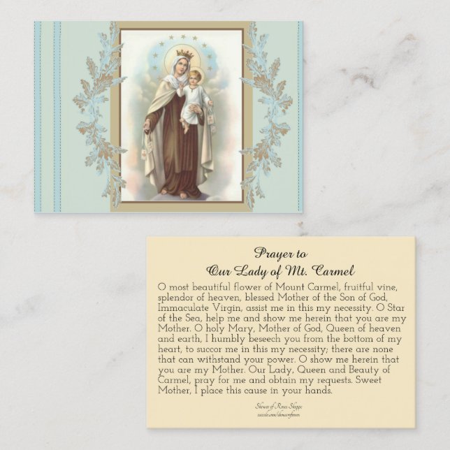 Prayer to Our Lady of Mount Carmel Business Card (Front/Back)