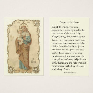 Prayer to St. Anne holding Virgin Mary Holy Card