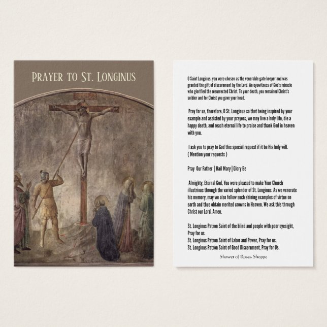 Prayer to St. Longinus  - Centurion at Crucifixion (Front & Back)