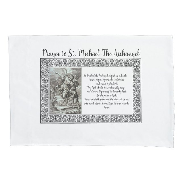 Prayer To St. Michael The Archangel Pillow Case (Front)