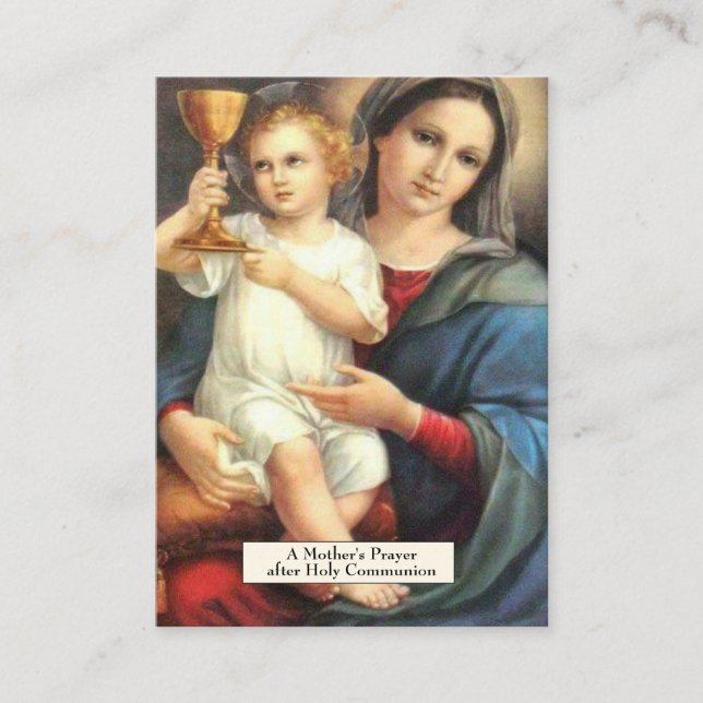 Prayer to St. Monica Virgin Mary Jesus Communion Place Card (Front)