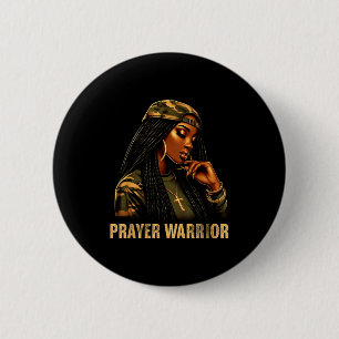 Prayer Warrior Black Woman Camo Christian Faith Em 2 Inch Round Button
